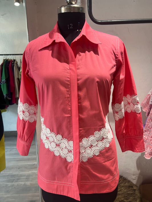Coral Lace Shirt