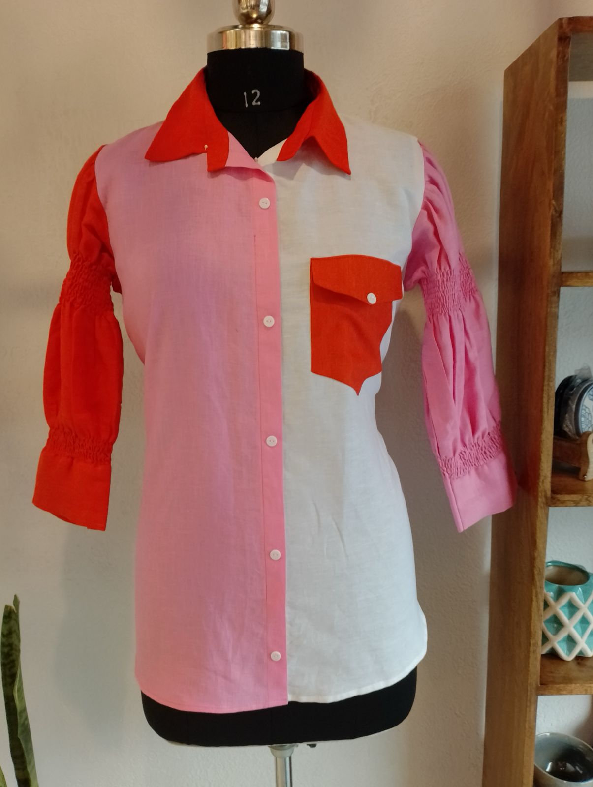 Linen Palette Harmony: Colorblock Linen Shirt